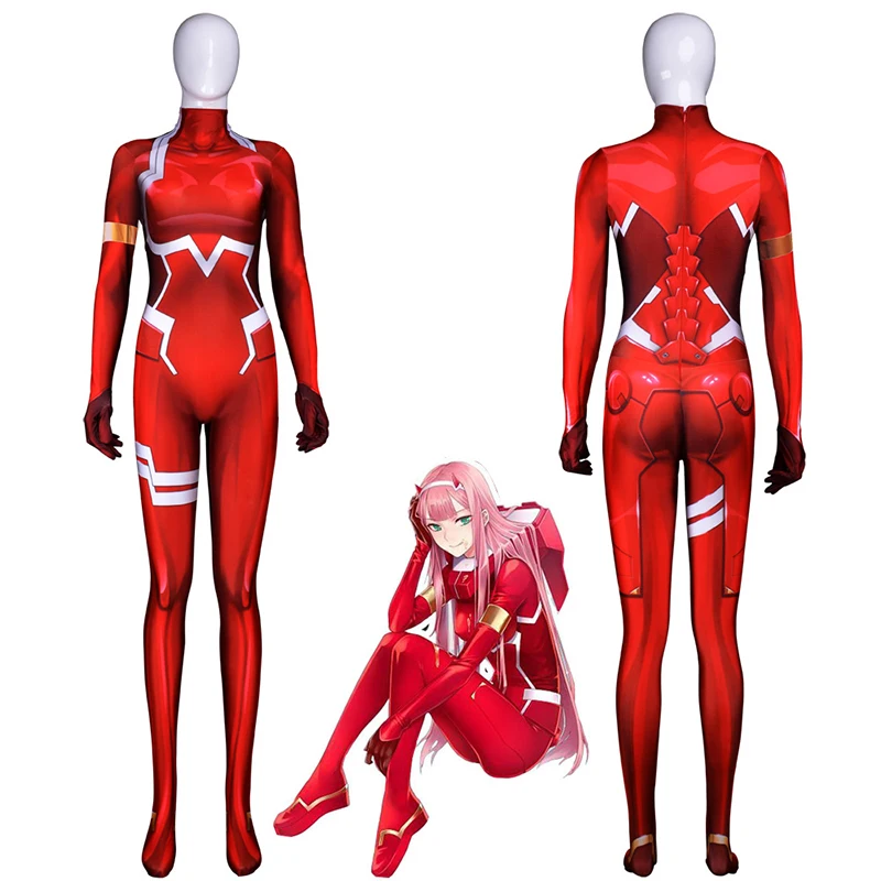 Комбинезоны для косплея Zero Two из аниме любимый в Фране костюм унисекс цельный