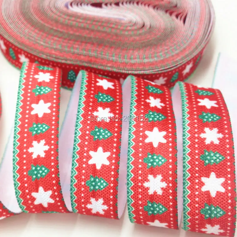 New Arrival 5/8" Christmas Tree Snowflake Print Fold Over Elastic Red FOE Christmas Elastic Ribbon for Headwear 10Yards/lot
New Arrival 5/8" Christmas Tree Snowflake Print Fold Over Elastic Red FOE Christmas Elastic Ribbon for Headwear 10Yards/lot
