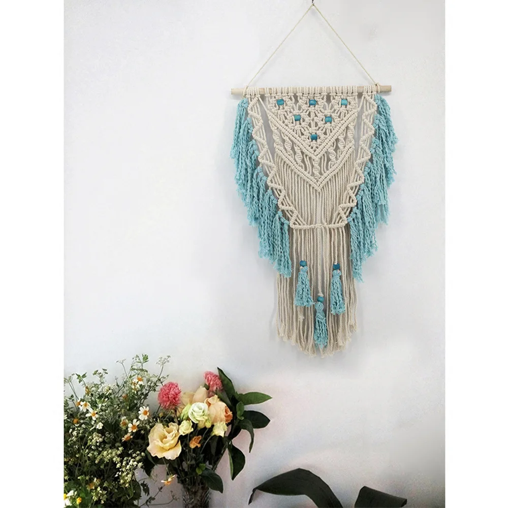 Blue Beads Handmade Knitting Tapestry Bohemian Macrame Wall Hanging Tapisserie Tassel Craft New Year's Gift Home Decoration
Blue Beads Handmade Knitting Tapestry Bohemian Macrame Wall Hanging Tapisserie Tassel Craft New Year's Gift Home Decoration