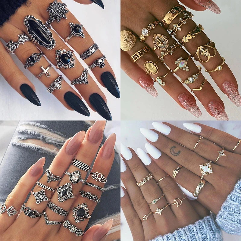 9 Design Boho Vintage Gold Star Midi Moon Rings Set For Women Opal Crystal Midi Finger Ring 2019 Female Bohemian Jewelry Gifts
9 Design Boho Vintage Gold Star Midi Moon Rings Set For Women Opal Crystal Midi Finger Ring 2019 Female Bohemian Jewelry Gifts