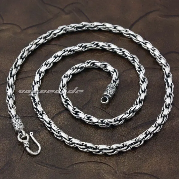 

Rocker Fashion Chain Solid 925 Sterling Silver Cool Men's Biker Spiral Type Necklace Dia.5mm 8L001 -- 18"~24"