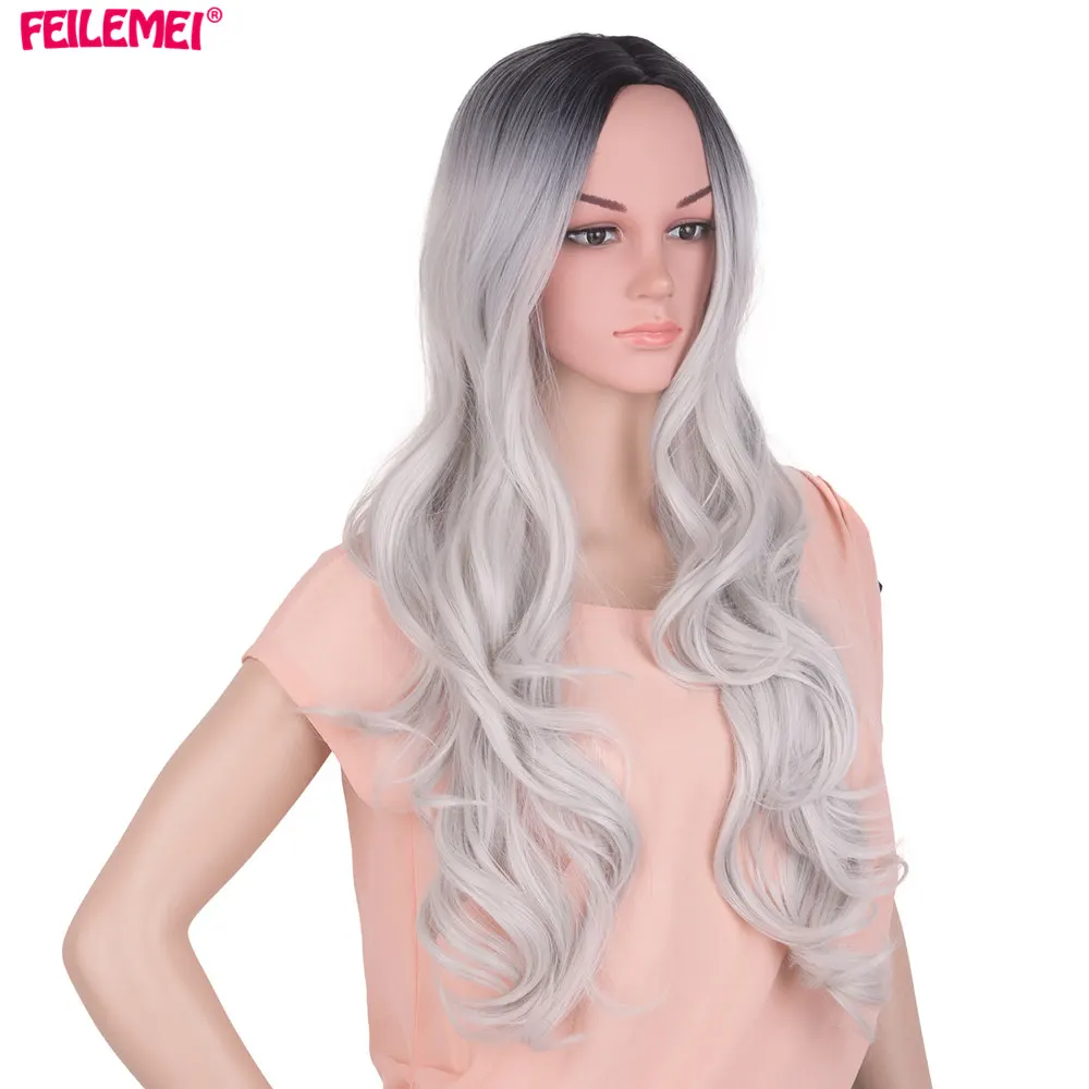 Feilimei Ombre Gray Wig Synthetic High Temperature Fiber Long Wavy Famale Hair 65cm 300g Colored Black Purple Pink Cosplay Wigs
Feilimei Ombre Gray Wig Synthetic High Temperature Fiber Long Wavy Famale Hair 65cm 300g Colored Black Purple Pink Cosplay Wigs