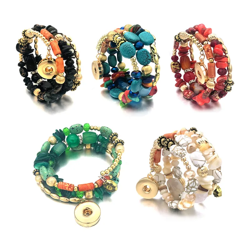 Natural Stone 017 Interchangeable Crystal Bangle Candy Colors Beads Stretch Metal Bracelet 18mm Snap Button Jewelry Women Gift
Natural Stone 017 Interchangeable Crystal Bangle Candy Colors Beads Stretch Metal Bracelet 18mm Snap Button Jewelry Women Gift