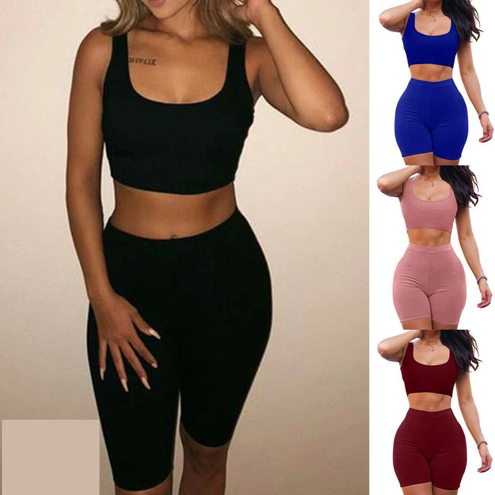 2PCS/Set Women Sports Suit Deep O Neck Sleeveless Solid Crop Top Shorts Workout Clothes Stretch Tracksuit
2PCS/Set Women Sports Suit Deep O Neck Sleeveless Solid Crop Top Shorts Workout Clothes Stretch Tracksuit