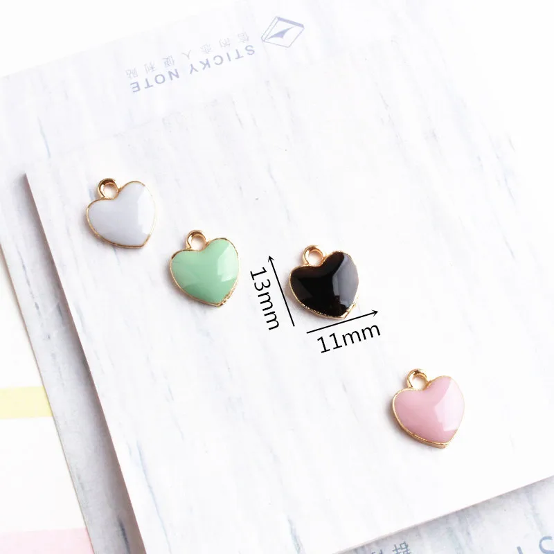 Mix 4 Colors Alloy Enamel Charm Hearts Dangle Charms for Women DIY Bracelet Necklace Jewelry Make 20Pcs/lot | Украшения и