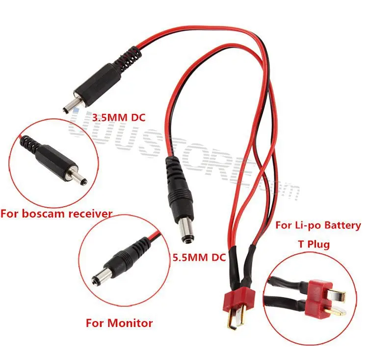 Power supply Y line 5.5 + 3.5 T Plug DC Cable connect Lipo battery and Monitor and Boscam 5.8G 5.8Ghz Receiver for FPV Aerial
Power supply Y line 5.5 + 3.5 T Plug DC Cable connect Lipo battery and Monitor and Boscam 5.8G 5.8Ghz Receiver for FPV Aerial