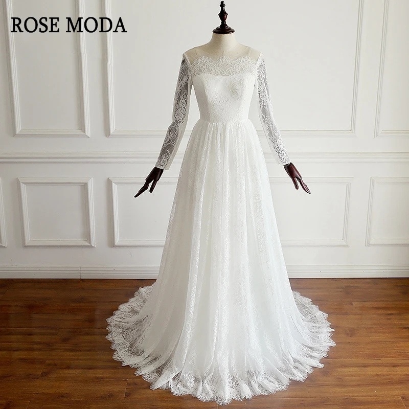 Rose Moda Long Sleeves Lace Wedding Dress Boho Wedding Dresses Lace with Sleeves Real Photos
Rose Moda Long Sleeves Lace Wedding Dress Boho Wedding Dresses Lace with Sleeves Real Photos