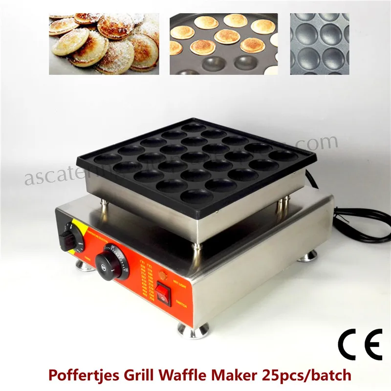 

Electric Poffertjes Grill 25 pcs Holland Mini Pancake Maker Waffle Baker Nonstick Pan