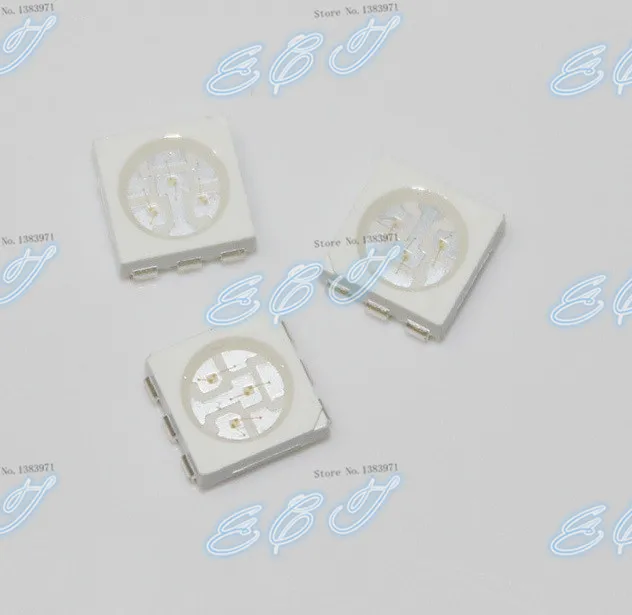 1000 шт. SMD/SMT 5050 RGB LED PLCC-6 3-CHIPS RED BLUE 300-500MCD GREEN 1000-1200MCD сверхъяркая лампа с бусинами |