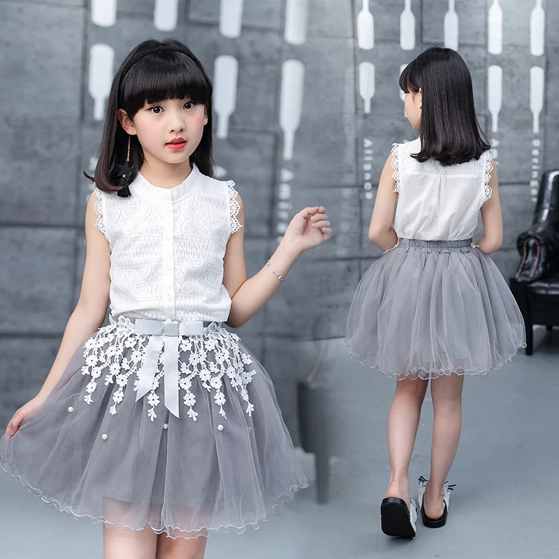 Kids Girls Summer Suit White Lace Shirts+flower Beaded Skirts,2017 Children Kids Princess Clothes Set 4-14T
Kids Girls Summer Suit White Lace Shirts+flower Beaded Skirts,2017 Children Kids Princess Clothes Set 4-14T
