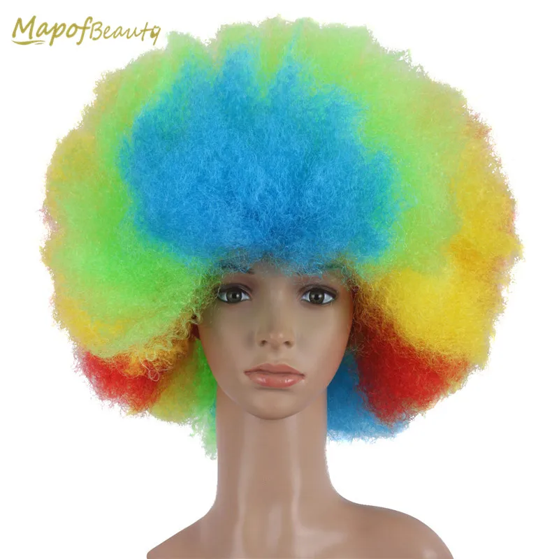 MapofBeauty красочные взрывные парики на голову афро кудрявые для косплея Клоун парик
