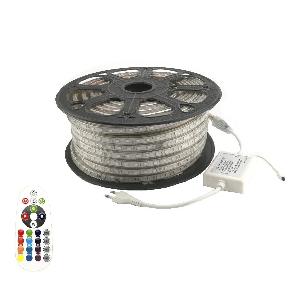 5M - 50M 5050 LED RGB Strip Light AC 220 V Band with 24 Button IR Remote Controller for Hotel KTV Bar Disco Party Home Lighting
5M - 50M 5050 LED RGB Strip Light AC 220 V Band with 24 Button IR Remote Controller for Hotel KTV Bar Disco Party Home Lighting