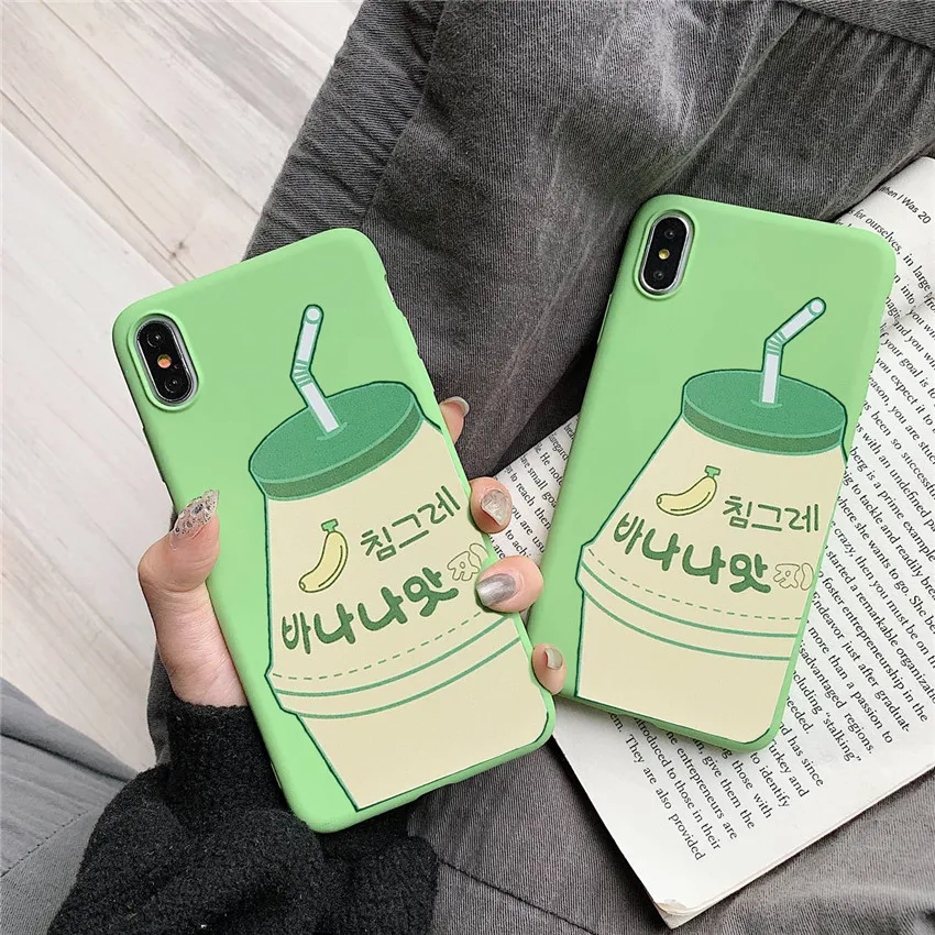 Милый Летний чехол для телефона с рисунком молочного чая iPhone XS Max XR X TPU Мягкий