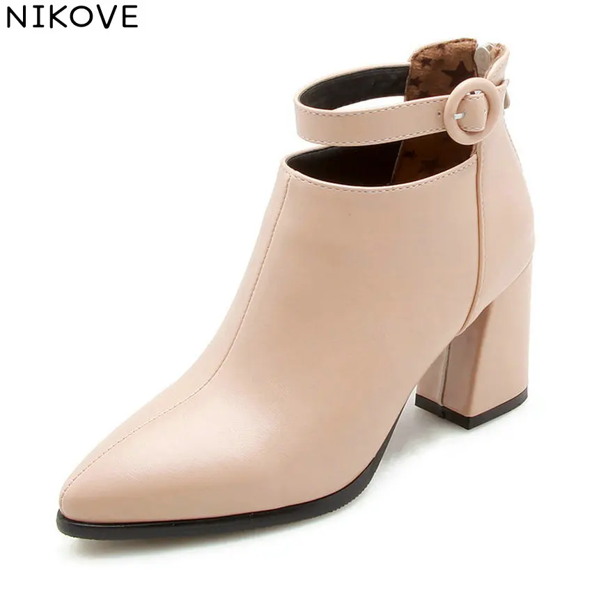 NIKOVE 2019 Women Boots High Heels Shoes Buckle Pointed Toe Autumn Shoes Zipper Ankle Boots Square Heels Boots Woman Size 34-43
NIKOVE 2019 Women Boots High Heels Shoes Buckle Pointed Toe Autumn Shoes Zipper Ankle Boots Square Heels Boots Woman Size 34-43