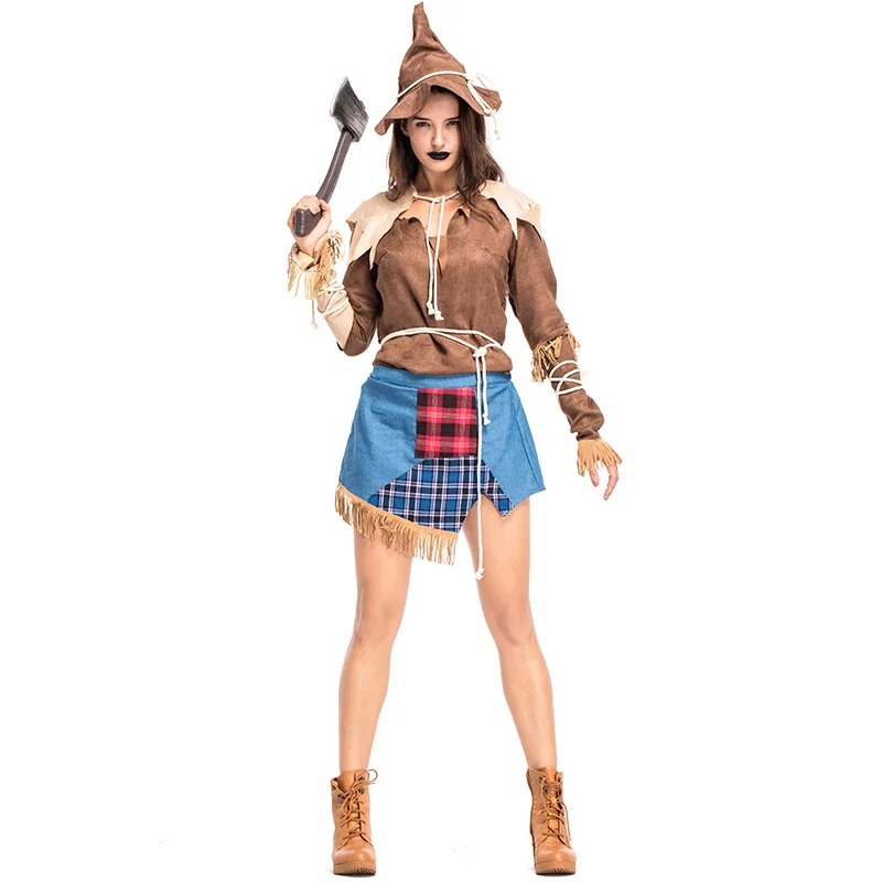 Для женщин s Wizard Of Oz Scarecrow Costume драма этап Наряжаться одежда для вечеринки костюмы