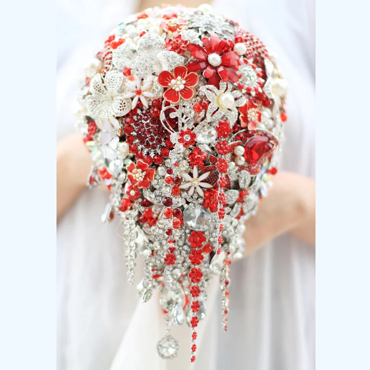 Bride Drop Brooch bouquet custom made Wedding red & white Jewelry Bride 's bridal bouquets Teardrop tassel holding flowers
Bride Drop Brooch bouquet custom made Wedding red & white Jewelry Bride 's bridal bouquets Teardrop tassel holding flowers