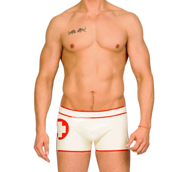 Белые латексные резиновые Hotpants медсестры шорты сексуальное латексное нижнее
