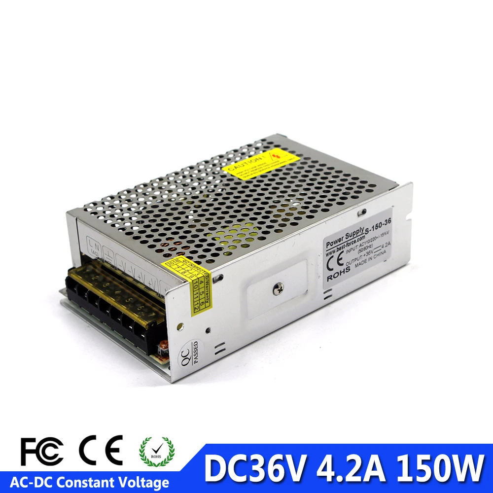 Регулируемый 36V 4.2A 150W импульсный источник питания 110V 220V AC к Dc36v для CNC CCTV 3D принтер