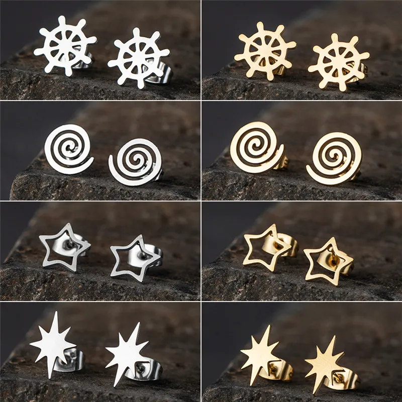 New Trendy Minimalist Cute Golden Multiple shapes Stainless steel stud earrings For Women And Girl Party Jewelry Accessories
New Trendy Minimalist Cute Golden Multiple shapes Stainless steel stud earrings For Women And Girl Party Jewelry Accessories