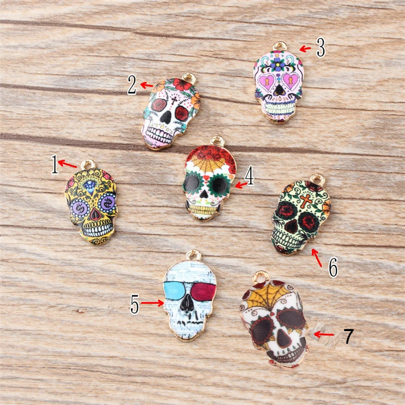 10pcs/lot Fashion Skull Enamel Charms Halloween Printing Alloy Pendant Handmade Earring Bracelet Necklace Jewelry Making YZ113
10pcs/lot Fashion Skull Enamel Charms Halloween Printing Alloy Pendant Handmade Earring Bracelet Necklace Jewelry Making YZ113