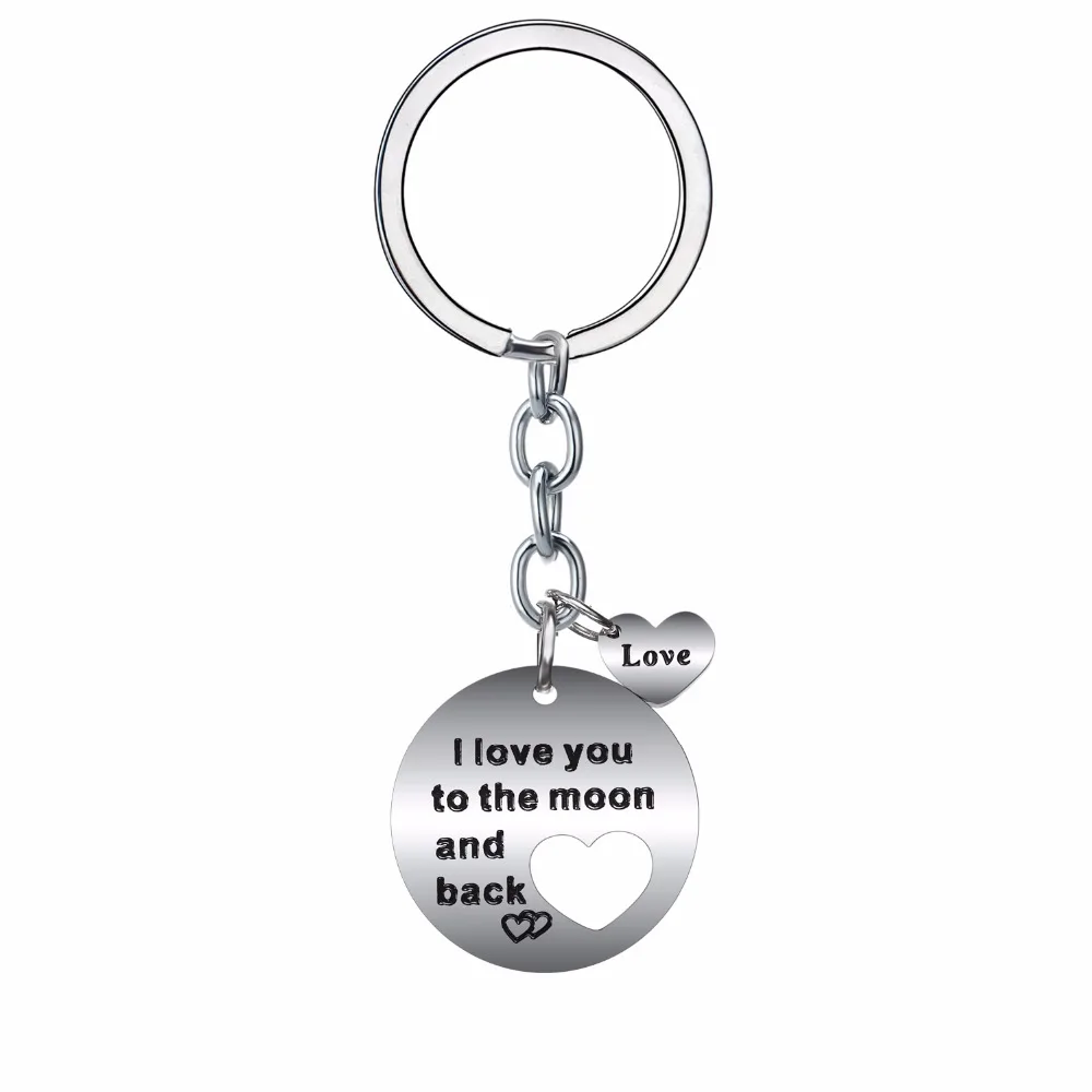 Брелок из нержавеющей стали с надписью I Love You To The Moon And Back Heart|keyrings gifts|heart keychaincouple