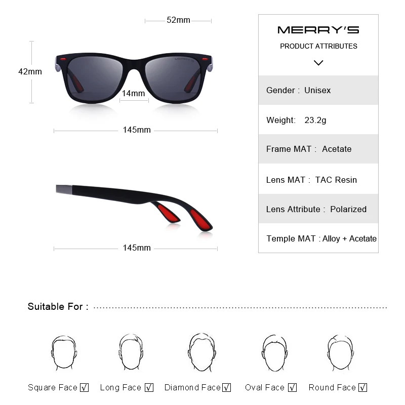 Мужские и женские классические солнцезащитные очки MERRYS с заклепками в стиле