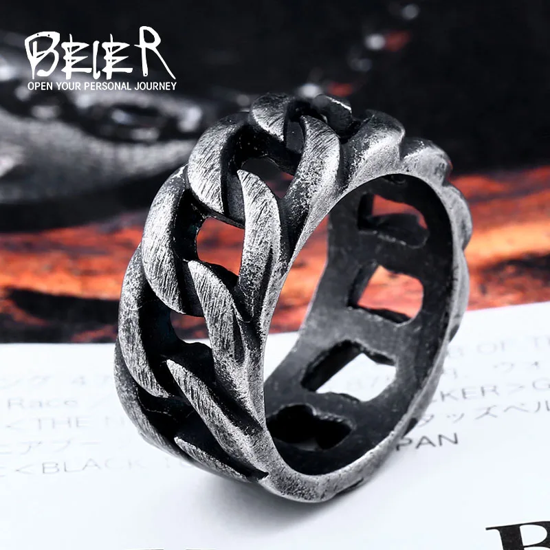 Beier new store 316L Stainless Steel high quality ring Gothic chain ring personality retro Fashion jewelry LLBR8-175R
Beier new store 316L Stainless Steel high quality ring Gothic chain ring personality retro Fashion jewelry LLBR8-175R