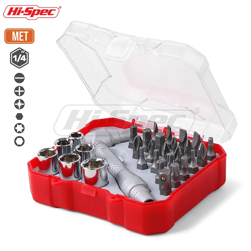 Hi-Spec 30 шт. набор с двумя головками 1/4 торцевых гаечных ключей Набор отверток CRV бит