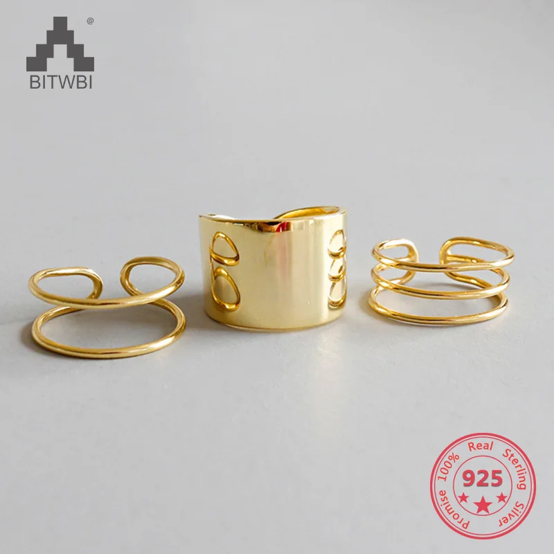 S925 Sterling Silver Gold Plated 18K Gold Color Simple Line Wide Face Opening Ladies Ring
S925 Sterling Silver Gold Plated 18K Gold Color Simple Line Wide Face Opening Ladies Ring