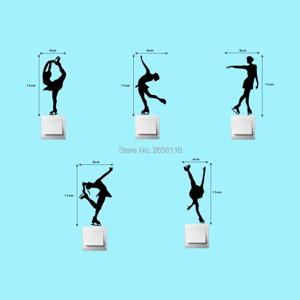 5 стилей спортивные виниловые наклейки на Коньки для девочек|vinyl decal|switch wall stickerwall