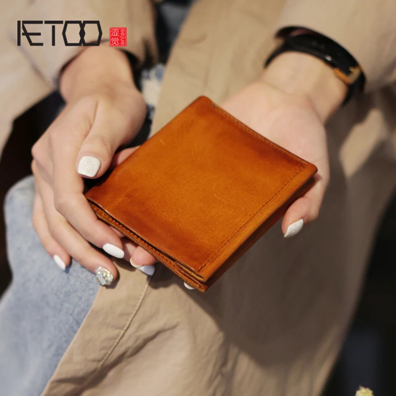 AETOO Wallet, female short male handmade cowhide bag, leather retro ultra-thin small money clip
AETOO Wallet, female short male handmade cowhide bag, leather retro ultra-thin small money clip