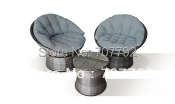 Новинка! Набор поворотных стульев из 3 предметов серого ротанга|rattan lounge set|rattan