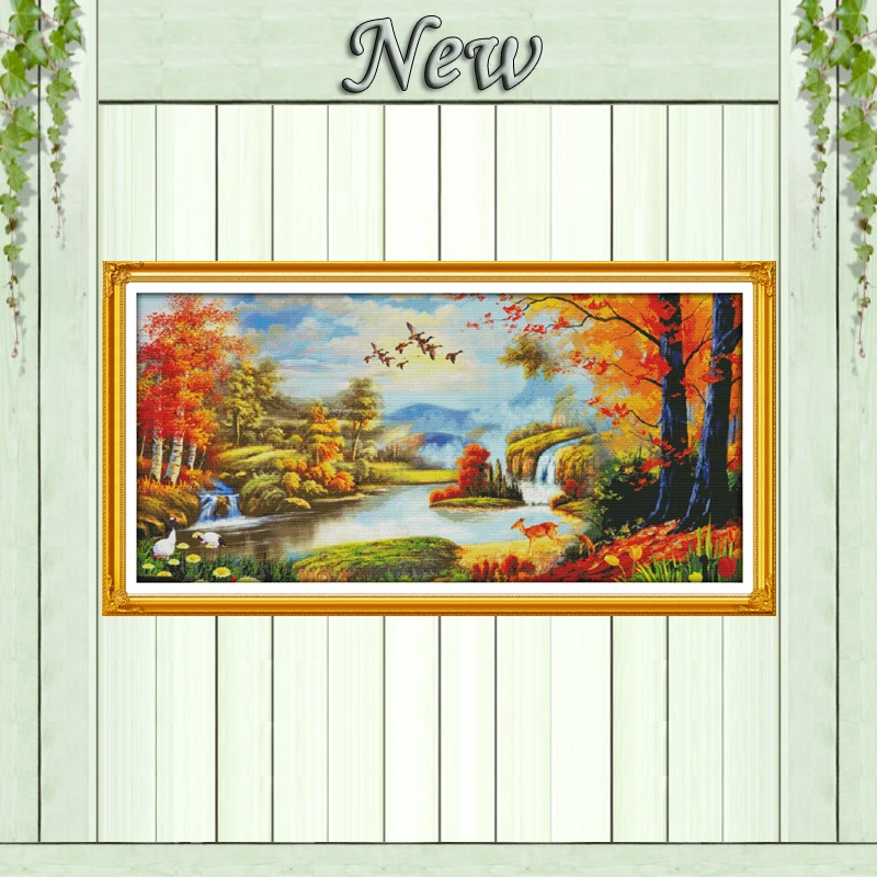 Maple's woods and Swan lake forest scenery Counted print on canvas DMC 14CT 11CT DIY Cross Stitch Needlework kit Embroidery Sets
Maple's woods and Swan lake forest scenery Counted print on canvas DMC 14CT 11CT DIY Cross Stitch Needlework kit Embroidery Sets