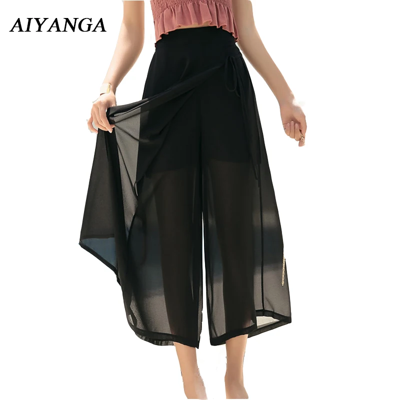 New Wide Leg Chiffon Pants 2018 Summer Ankle-Length Pants Ladies High Waist Trousers Solid Color Black Casual Loose Pants
New Wide Leg Chiffon Pants 2018 Summer Ankle-Length Pants Ladies High Waist Trousers Solid Color Black Casual Loose Pants