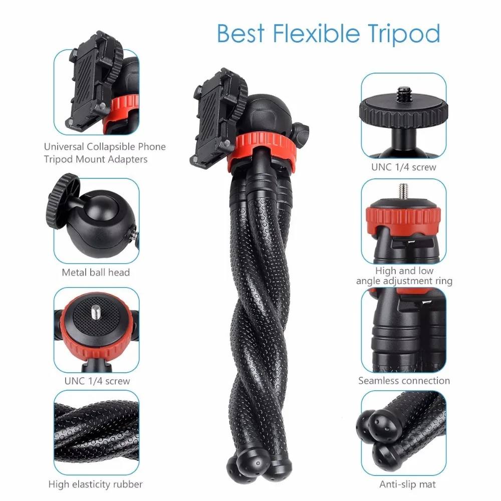 

Universal Octopus Flexible Phone Tripod Monopod 360 Rotated Ball Head Smartphone Tripods for iPhone X Gopro for Nikon Canon DSLR
