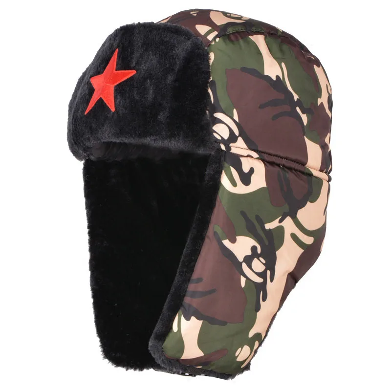 Куртка-бомбер HatsMen зимняя камуфляжная стиль Тепло защита ушей путешествия на