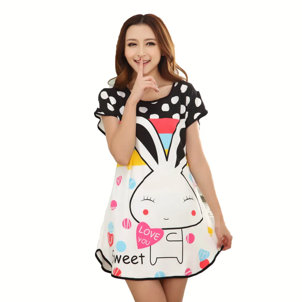 2021 Summer Style New Casual Cute Short Sleeve Dot Women Sleepwear Cartoon Short Sleeve Nightgown Panda/Rabbit/Duck/Cow
2021 Summer Style New Casual Cute Short Sleeve Dot Women Sleepwear Cartoon Short Sleeve Nightgown Panda/Rabbit/Duck/Cow