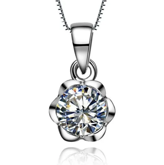 Винтажный цветочный стиль 1CT круглый бриллиант женский свадебный кулон ожерелье