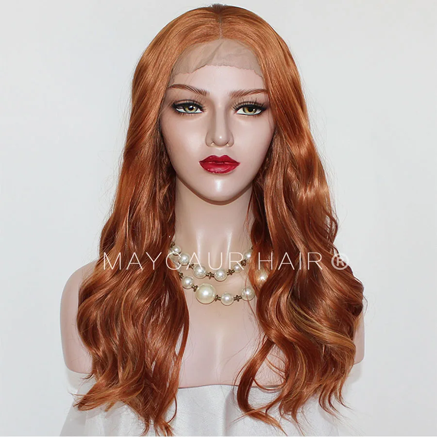 Парики Maycaur оранжевого имбирного цвета синтетические кружевные передние парики