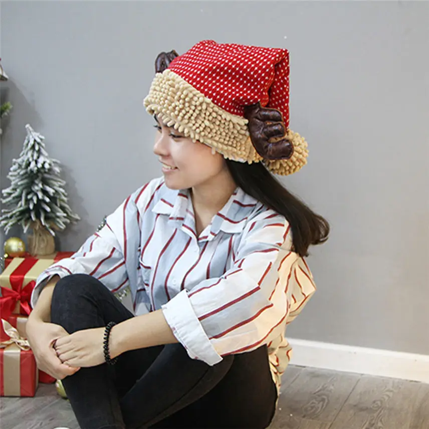 High Quality Casual Beanies Christmas Hat Adult Child Cute Elk Antlers Santa Claus Hats Xmas Holiday Party czapka zimowa Y* | Аксессуары