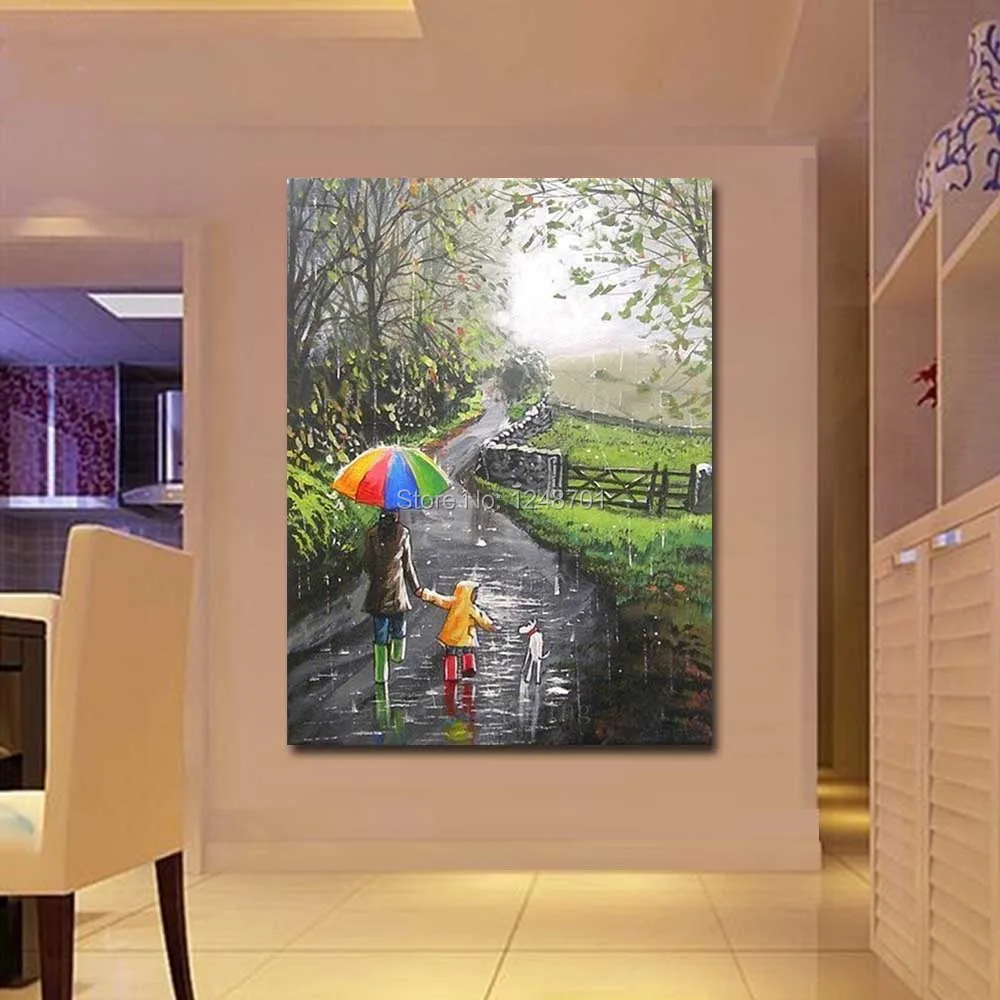 Handmade Abstract Rainy Umbrella Scenery Oil Painting On Canvas Mother Son with Dog Wall Picture For Living Room Wall Art Decor
Handmade Abstract Rainy Umbrella Scenery Oil Painting On Canvas Mother Son with Dog Wall Picture For Living Room Wall Art Decor