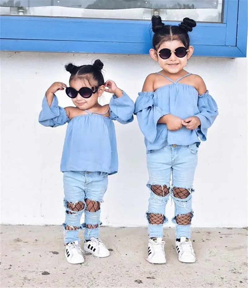Fashion Autumn Girl Set 6M-4Y Newborn Kids Baby Girls Off Shoulder Long Sleeve Tops Denim Pants Hole Outfits
Fashion Autumn Girl Set 6M-4Y Newborn Kids Baby Girls Off Shoulder Long Sleeve Tops Denim Pants Hole Outfits