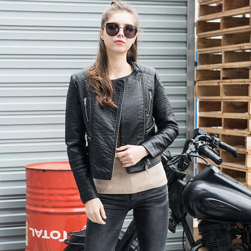 2018 Spring PU Leather Jacket Women Slim Thickening Washed Soft Pink Blue Black Color Leather Jacket U602299
2018 Spring PU Leather Jacket Women Slim Thickening Washed Soft Pink Blue Black Color Leather Jacket U602299