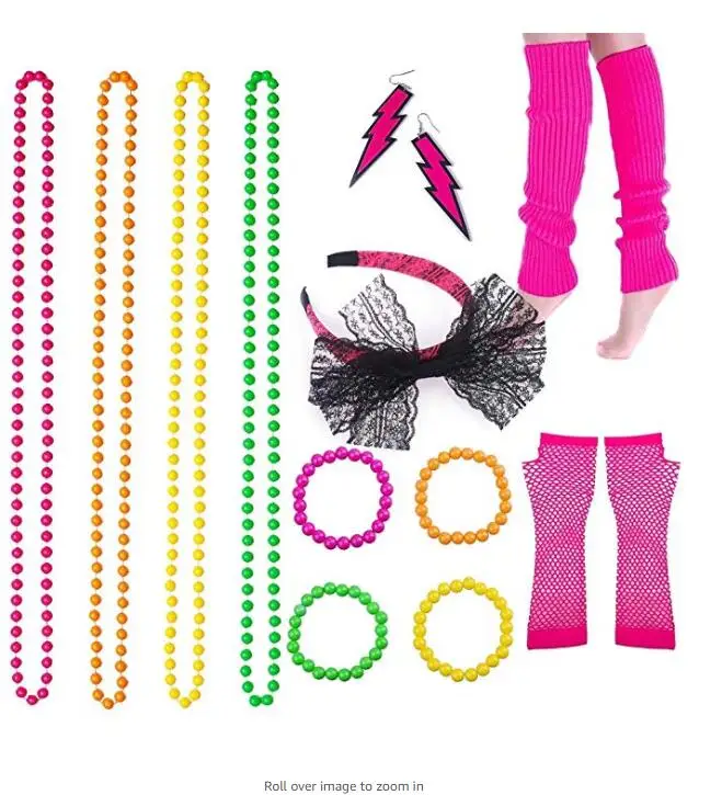 80s Fancy Dress Accessories Neon Necklace Bracelet Earrings Fishnet Gloves Leg Warmers Headband fancy dress party
80s Fancy Dress Accessories Neon Necklace Bracelet Earrings Fishnet Gloves Leg Warmers Headband fancy dress party