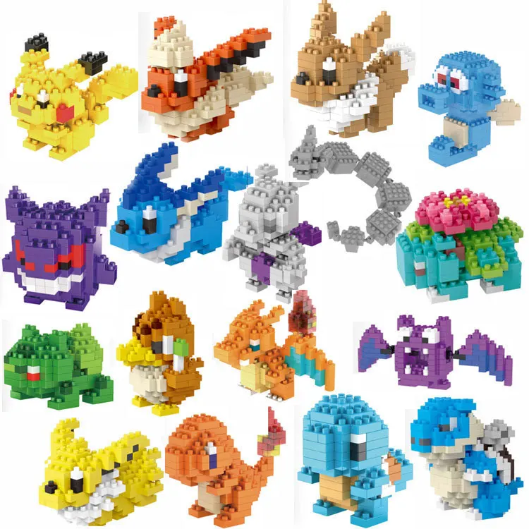 Хит! LNO блоки Развивающие игрушки Пикачу Чаризард Bulbasaur Squirtle NO retail box Аниме кукла