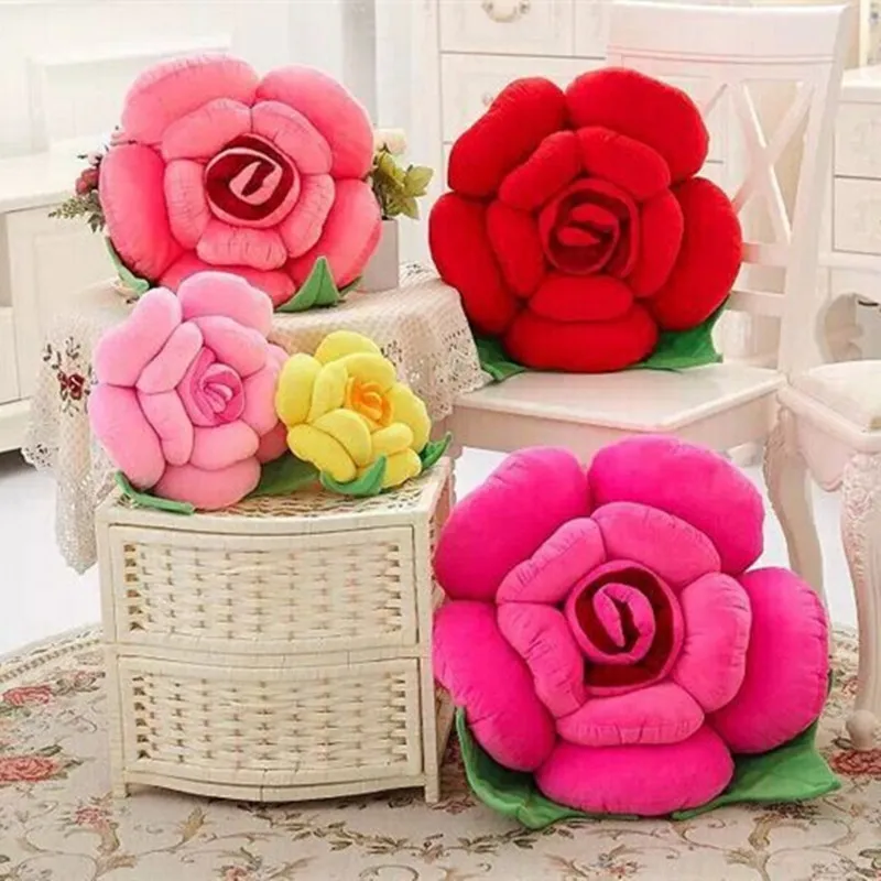 Красная роза цветок серии Подушки Плюшевые Растения детские плюшевые игрушки