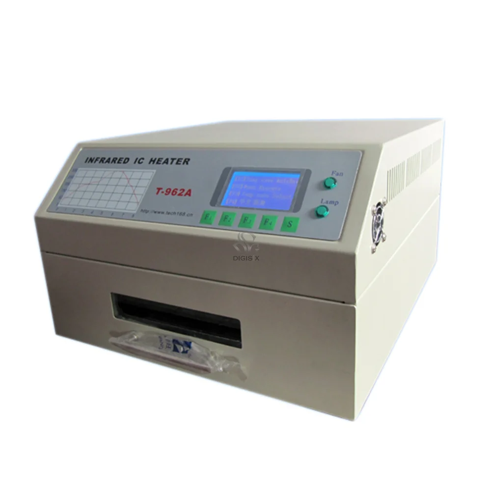 T962A Infrared Reflow Oven 1500W 300 x 320mm Infrared IC Heater T-962A for BGA SMD SMT Rework
T962A Infrared Reflow Oven 1500W 300 x 320mm Infrared IC Heater T-962A for BGA SMD SMT Rework