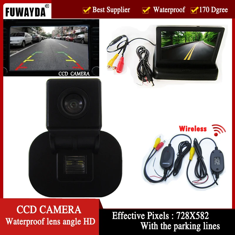 

FUWAYDA Wrieless Color CCD Car Rear View Camera for Kia Forte / Hyundai Verna Solaris Sedan 4.3 Inch foldable LCD TFT Monitor