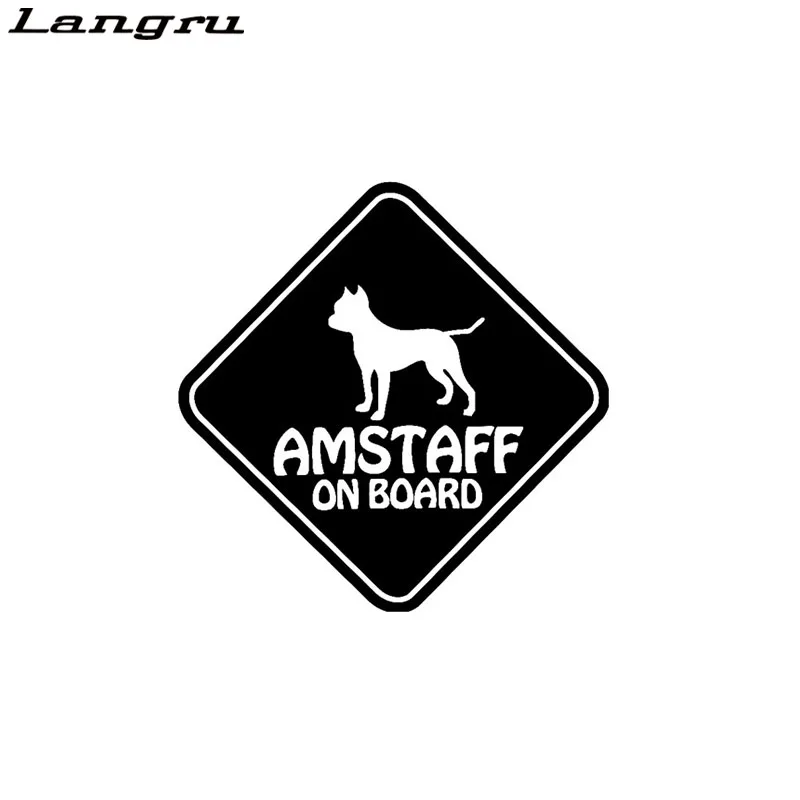 Langru виниловая наклейка автомобильные наклейки Amstaff на борту Pet Dog Car Styling