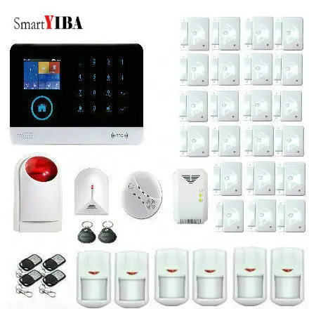 

SmartYIBA Android IOS APP Gsm RFID Wifi Home Burglar Alarm System Fire Smoke Detector Wireless Siren French Polish Russian Voice